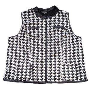 Moda International Houndstooth Vest Plus Size 4X Black White Faux Leather